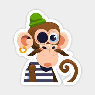 Monkey Funny Pirates Magnet