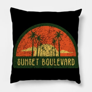 Sunset Boulevard Retro Vintage Sunset Faux Patch Pillow