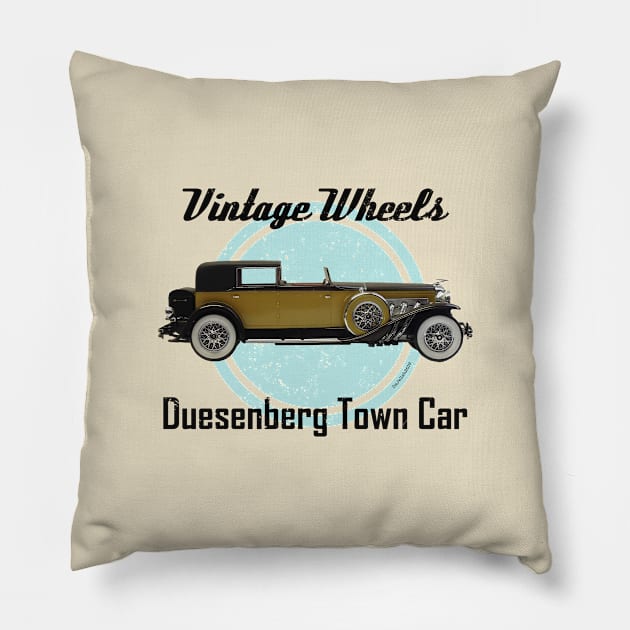 Vintage Wheels - Duesenberg Town Car Pillow by DaJellah