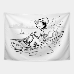 Blissful rower Tapestry