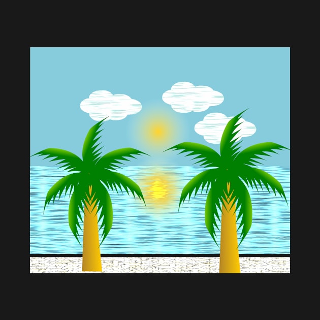 Palm trees on a tropical beach by cocodes