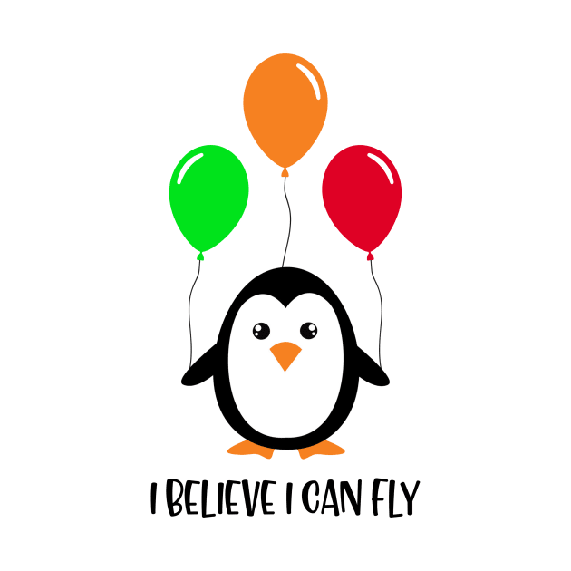 Penguin Believe I can Fly by visual.merch