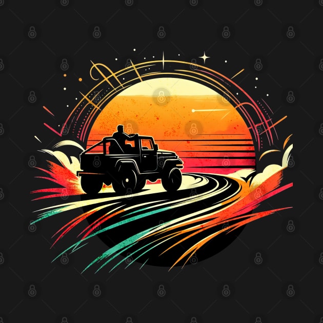 Sand Jeep Road to Freedom Vintage Design by Miami Neon Designs