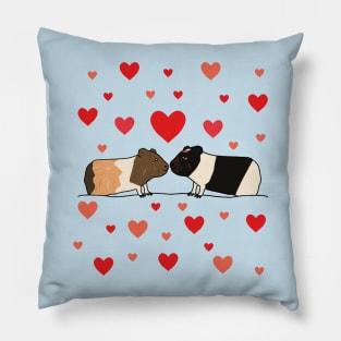 Two Kissing Guinea Pigs with Hearts Pillow