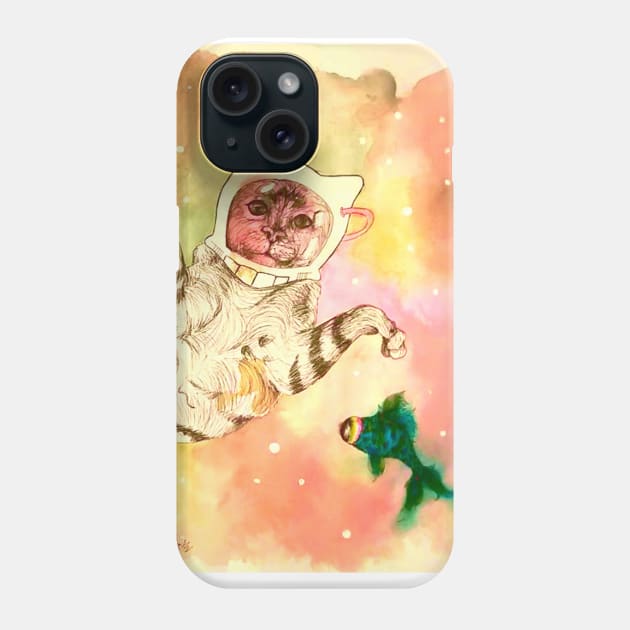 Cat in Space Phone Case by Art of V. Cook