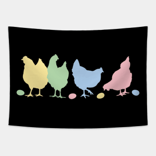 Cute Pastel Easter Egg Flock of Hens for Chicken Lovers Tapestry