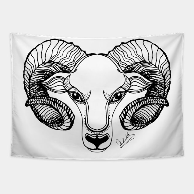 Aries ram (black version) Tapestry by BigBridgeStudios