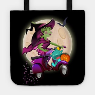 Witch on a scooter Tote