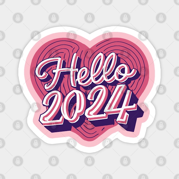 Hello-2024 Magnet by Quincey Abstract Designs