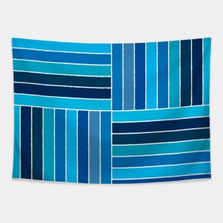 Four Blocks of Nine Stripes of Blue Tapestry