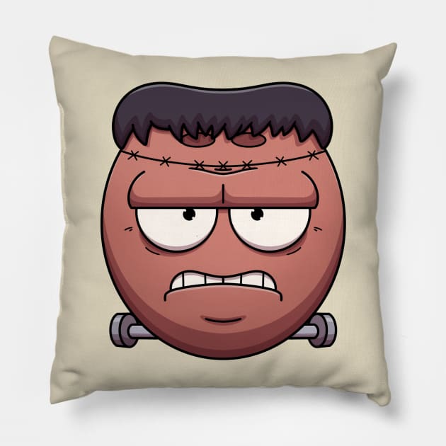 Coconut Frankenstein Monster Face Pillow by TheMaskedTooner