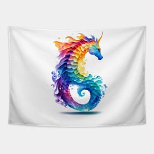 Seahorse In Watercolor Style - AI Art Tapestry