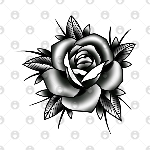 Traditional Rose Black and Grey Tattoo style design by susyrdesign