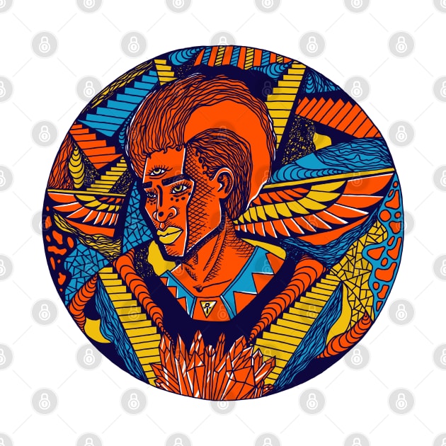 Orange Blue Wise Afro King by kenallouis