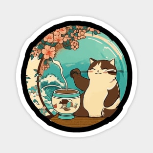 Lucky Cat Coffee Time Magnet