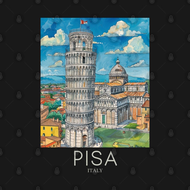 A Pop Art Travel Print of Pisa - Italy by Studio Red Koala