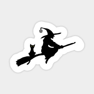 Witch and Cat on a Broom Magnet