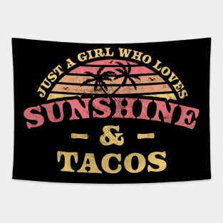 Just a Girl Who Loves Sunshine and Tacos Retro Vintage Taco Tapestry