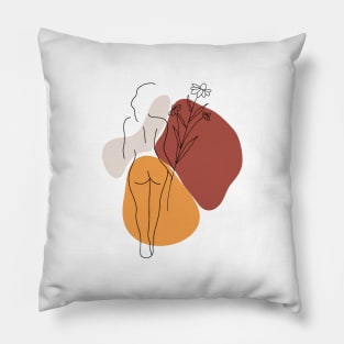 Boho minimal abstract Women line draw Pillow