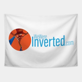 We Were Inverted Logo | Orange Circle | Blue Text Tapestry