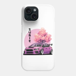 Subaru Impreza WRX STI Car Art - Widebody Modified Pink JDM Car Phone Case