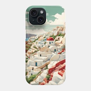 Santorini Greece Tourism Vintage Poster Phone Case