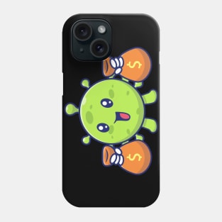 Cute virus with money cartoon 10 Phone Case