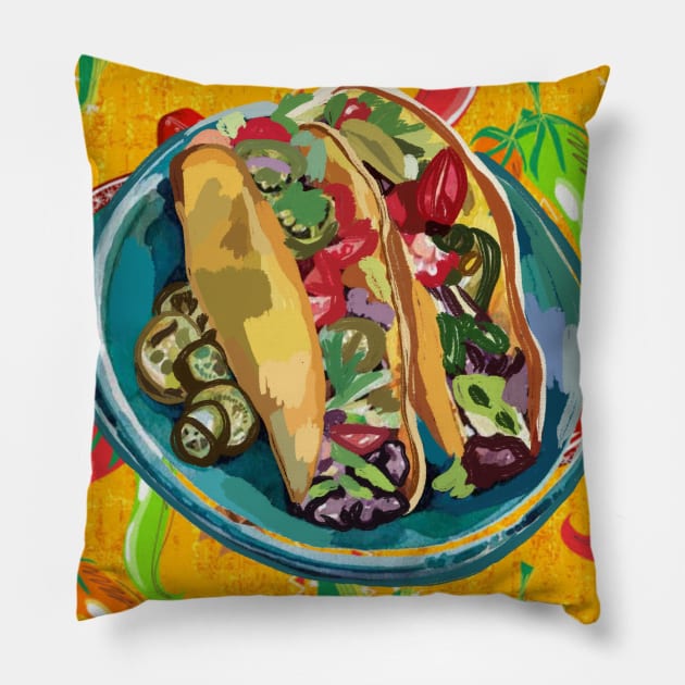 Tacos 4 Life Pillow by Art by Ergate