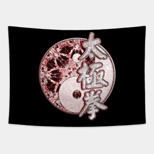 Red And Black Ying And Yang And Tai Chi Calligraphy Tapestry