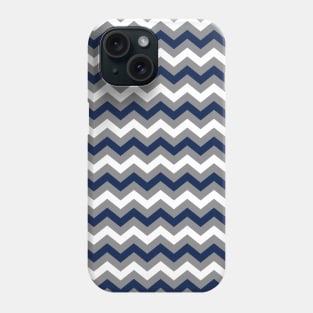 Navy Blue, Grey and White Chevron Zigzag Pattern Phone Case