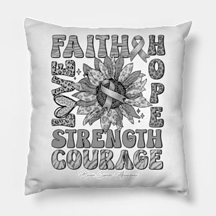 Brain Cancer Awareness - Sunflower strong faith love Pillow