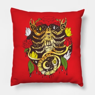 Mystic Scorpio Zodiac Gold With Red Roses Pillow