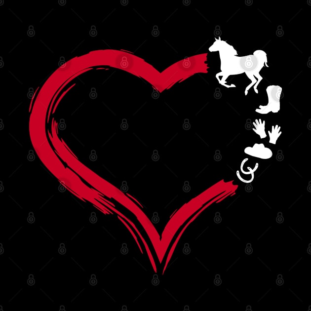 Horse Lover Equestrian Riding Horses Heart by Caskara