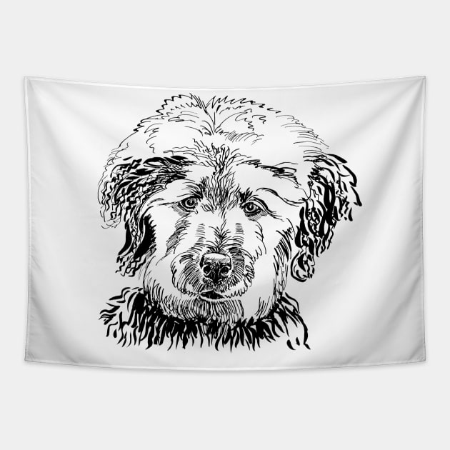 labradoodle portrait Tapestry by VicaVeresk