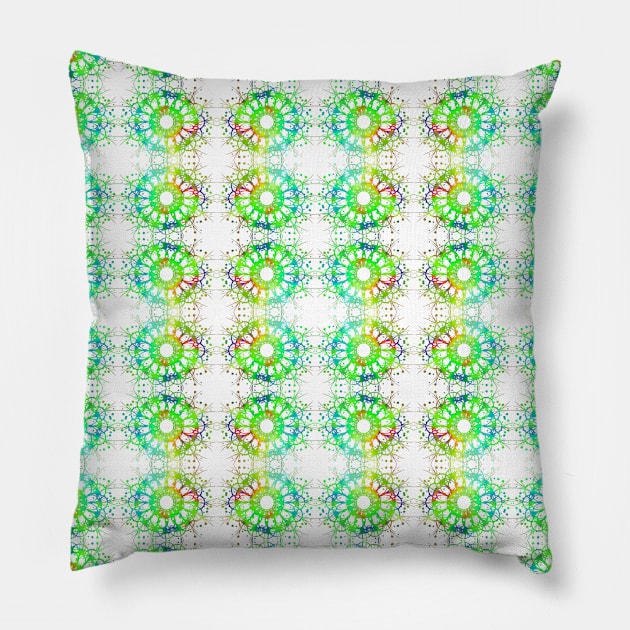 Abstract Green Circles Geometric Pattern Pillow by ZeichenbloQ