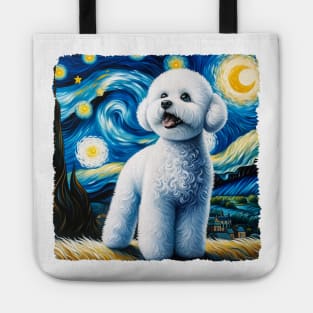 Starry Bichon Frisé Dog Portrait - Pet Portrait Tote