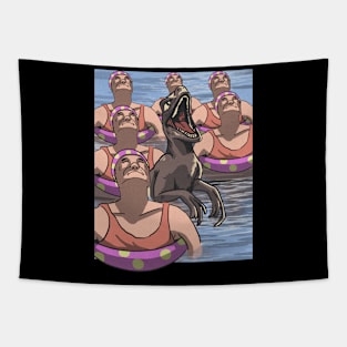 Dinosaur in the pool Tapestry