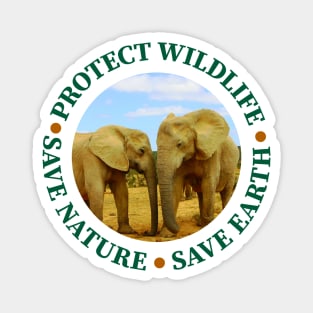 Wildlife Conservation Earth Day Blue Sky Elephants Magnet