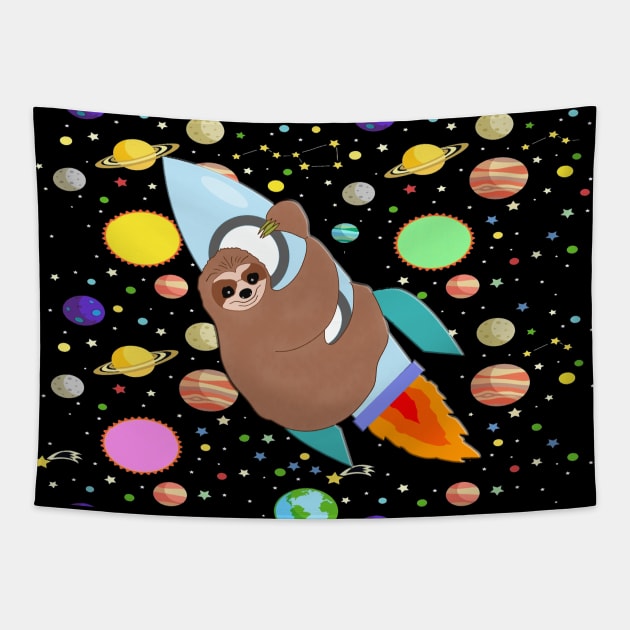 Sloth in Space Tapestry by Barnyardy