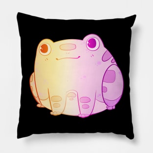 Chibi Frog Sitting - Lesbian Flag Pillow