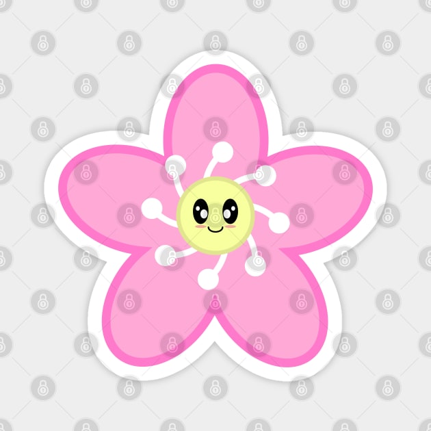 Cute Cherry Blossom Sakura Flower in White Magnet by Kelly Gigi