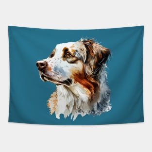 Border Collie Dog Watercolor Painting Tapestry