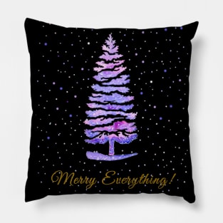 Watercolor Christmas and new year greeting Merry Everything Pillow