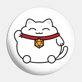 Cat with Polyhedral 20 Sided Dice Nerdy Cats Lover Pin