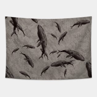 Grey and Black Ballena or Whales Tapestry