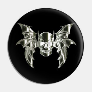 Metallic Horned Bat Skull with Wings Design Pin