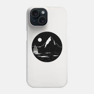Night-sky Monochrome Mountain Illustration Phone Case