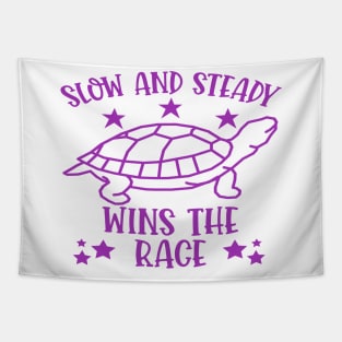 Inspirational Quote Turtle Design - Slow And Steady Wins The Race Tapestry