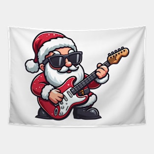 Santa Claus Playing Electric Guitar Tapestry