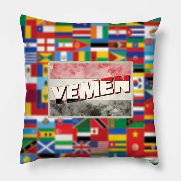 Yemen vintage style retro souvenir Pillow by DesignerPropo